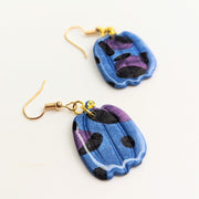 Blue & Purple Leopard Print Statement Pumpkin Drop Earrings