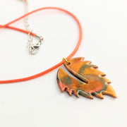 Marbled Orange Split Leaf Necklace