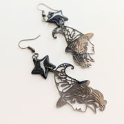 Detailed Witch with Star Top Trapeze Earrings