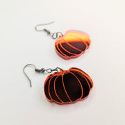 Mirrored Orange Acrylic Halloween Pumpkin Earrings