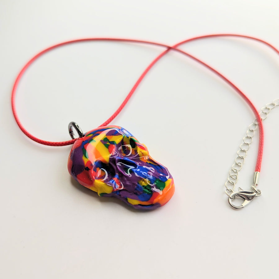 Rainbow Skull Halloween Necklace