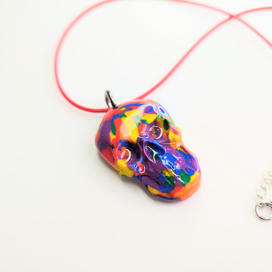 Rainbow Skull Halloween Necklace