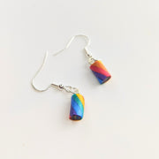 Sparkly Rainbow Candy Cane Bites Cute Christmas Drop Earrings