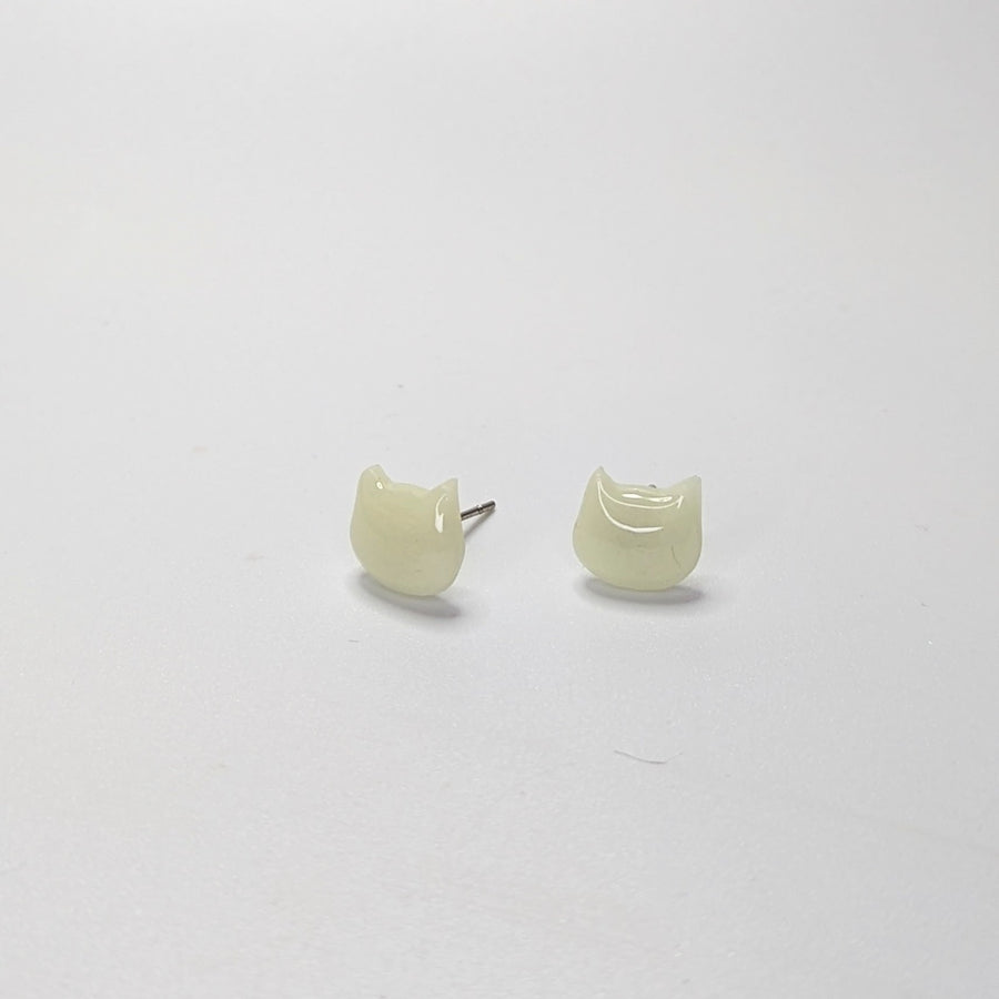 Glow in the Dark Cat Face Stud Earrings