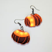 Mirrored Orange Acrylic Halloween Pumpkin Earrings