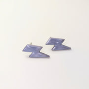 Sparkly Silvery Blue Lightning Bolt Stud Earrings