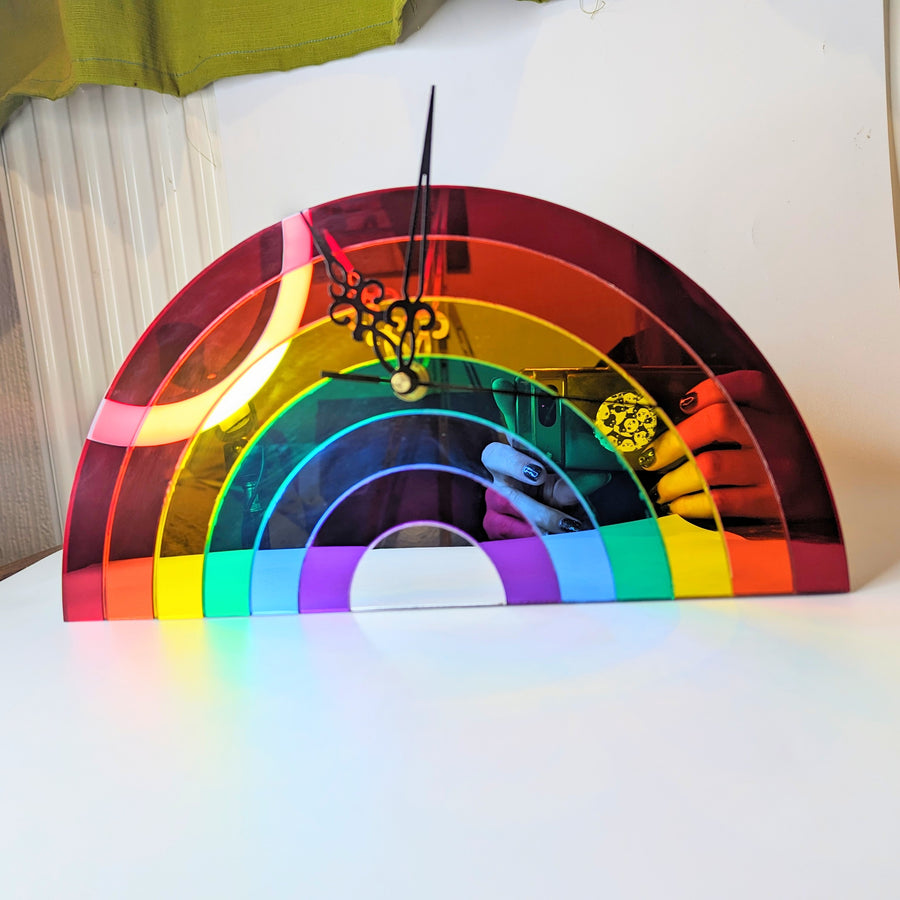 Mirrored Acrylic Rainbow Clock