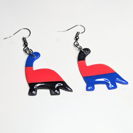 Polyamorous Dinosaur Earrings LGBTQ Queer Jewellery