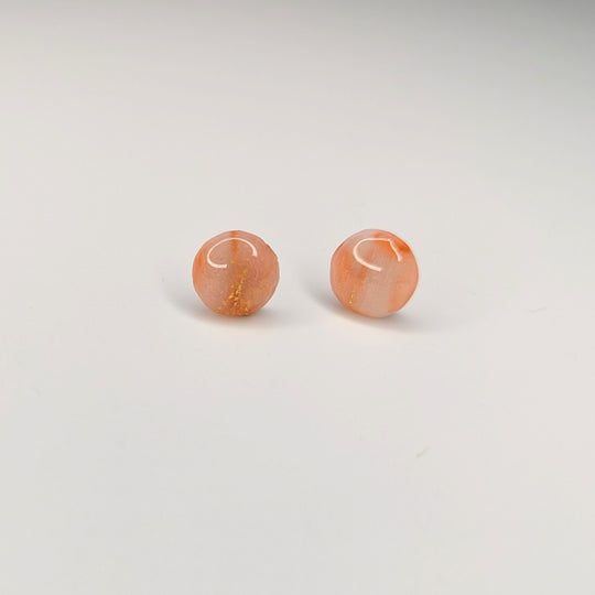 Gold & Rose Quartz Style Circle Stud Earrings