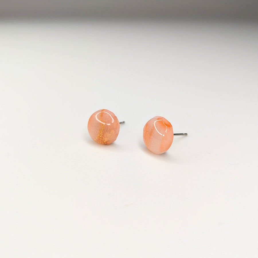 Gold & Rose Quartz Style Circle Stud Earrings