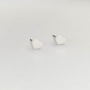 White Acrylic Cute Heart Stud Earrings