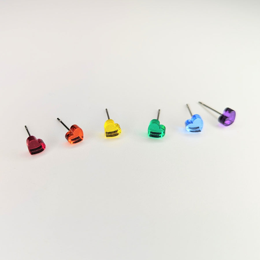 Pride Rainbow Heart Acrylic Earring Stud Pack, LGBTQ+ Queer Studs