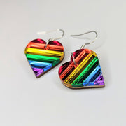 LGBTQ+ Pride Rainbow Mirrored Acrylic Heart Drop Earrings