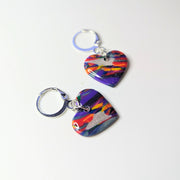 Sparkly Marbled Heart Huggie Hoop Earrings