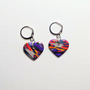 Sparkly Marbled Heart Huggie Hoop Earrings