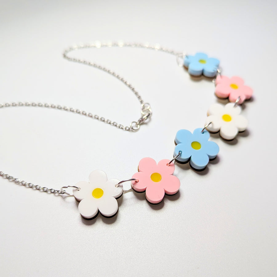 Pastel Daisy Acrylic Necklace