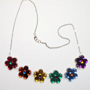 Mirrored Rainbow Daisy Acrylic Necklace