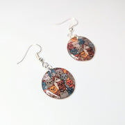 Semi Translucent Cat Print Circle Drop Earrings