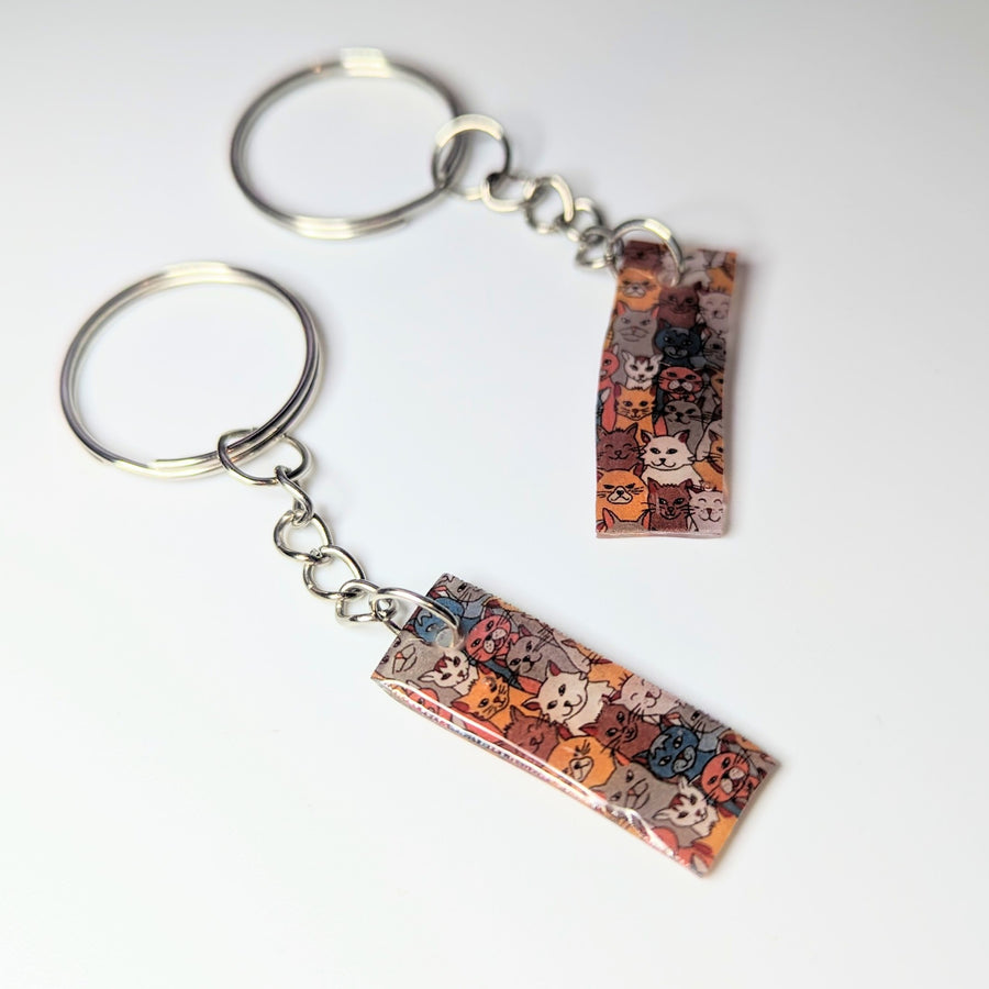 Semi Translucent Cat Print Keyring