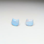 Baby Blue & Pink Cat Face Stud Earrings