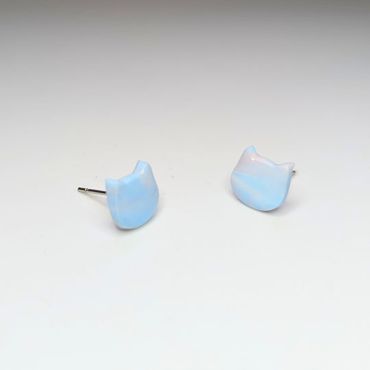 Baby Blue & Pink Cat Face Stud Earrings