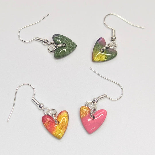 Marbled Multi Colour Cute Heart Drop Earrings