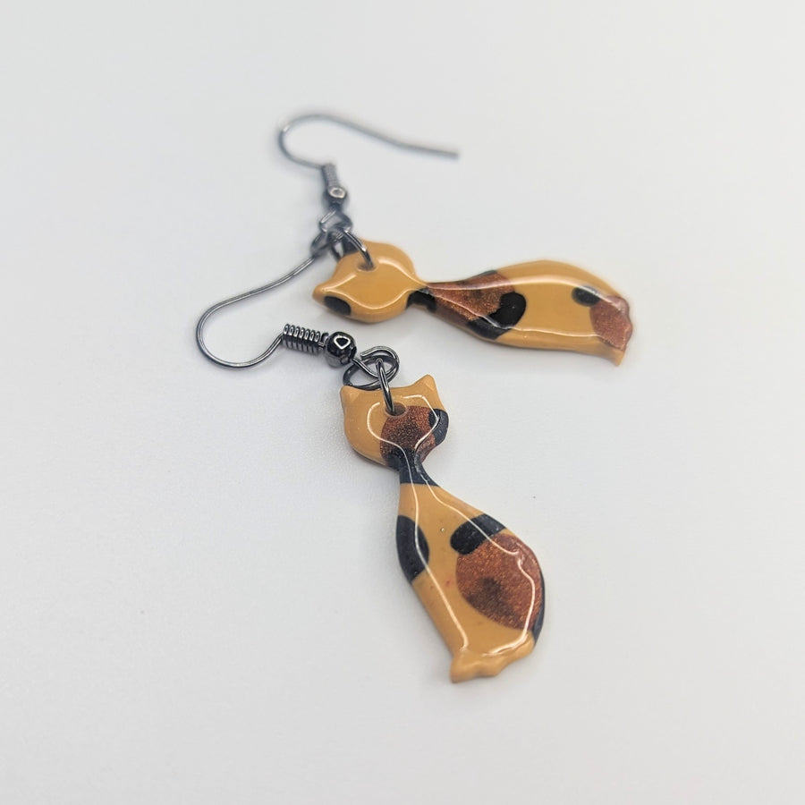 Leopard Print Cat Drop Earrings