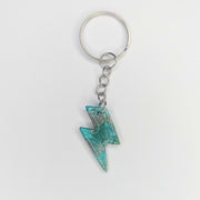 Emerald Green & Silver Lightning Bolt Keyring