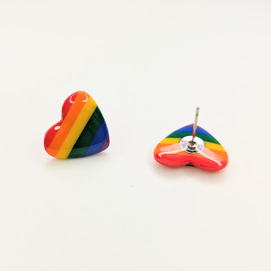 Rainbow Heart Studs