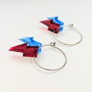 Bowie Inspired Mirrored Acrylic Lightning Bolt Drop Earrings