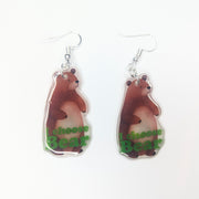 Semi Translucent 'I Choose Bear' Drop Earrings