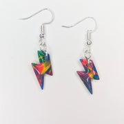 Pride Rainbow Marbled Cute Lightning Bolt Earrings, LGBTQ+ Queer Jewellery