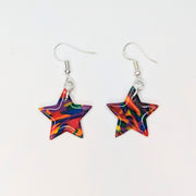 Marbled Multi-Coloured Rainbow Star Drop Earrings