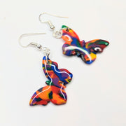 Marbled Pride Rainbow Butterfly Earrings, LGBTQ+ Queer Jewellery