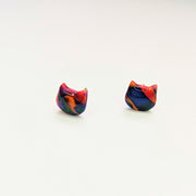 Pride Marbled Rainbow Cat Face Stud Earrings, LGBTQ+ Queer Jewellery