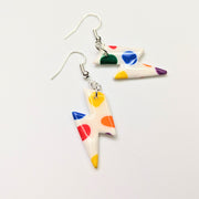 Pride Rainbow Polka Dot Lightning Bolt Earrings, LGBTQ+ Queer Jewellery