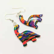 Marbled Multi-Coloured Rainbow Dino Drop Earrings