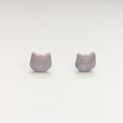 Marbled Pastel Cute Cat Face Stud Earrings