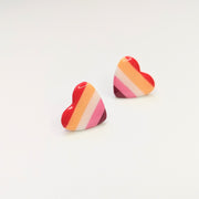 Lesbian Flag LGBTQ+ Pride Heart Polymer Clay Stud Earrings