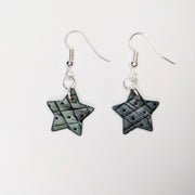 Leather Style Marbled Green Star Drop Earrings, Polymer Clay Jewellery