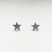 Marbled Silver & Blue Star Stud Earrings