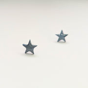 Marbled Silver & Blue Star Stud Earrings