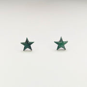 Marbled Green Star Stud Earrings