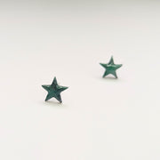 Marbled Green Star Stud Earrings