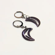Rich Dark Purple Moon Huggie Hoop Earrings, Polymer Clay Jewellery