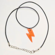 Star Print Orange Lightning Bolt Polymer Clay Star Necklace
