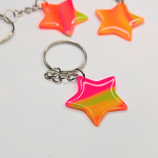 Marbled Neon Star Keyring