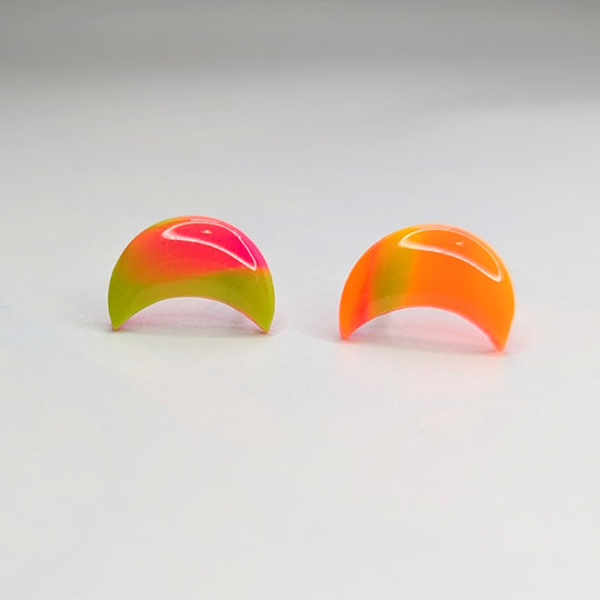 Marbled Neon Moon Stud Earrings