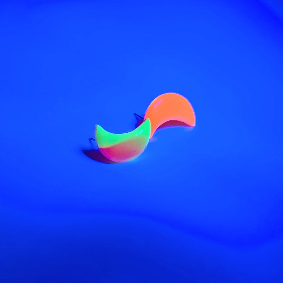 Marbled Neon Moon Stud Earrings