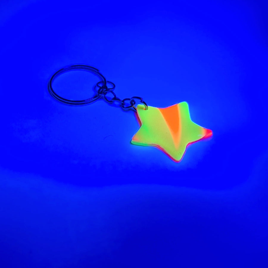 Marbled Neon Star Keyring